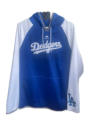 LOS ANGELES DODGERS MEN'S MAJESTIC PERFORMANCE PULLOVER HOODIE LARGE Cover
