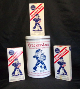 Vintage 1980  Cracker Jack Sailor Collector Tin Canister and 3 2004 FULL BOXES