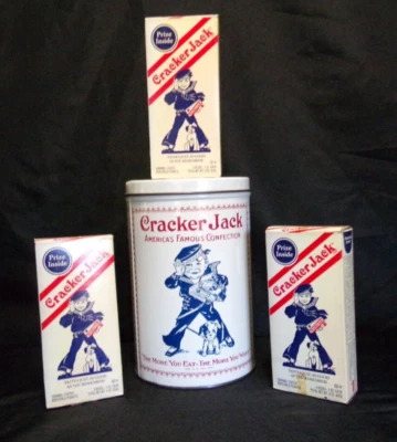 Vintage 1980  Cracker Jack Sailor Collector Tin Canister and 3 2004 FULL BOXES - Image 1 of 4