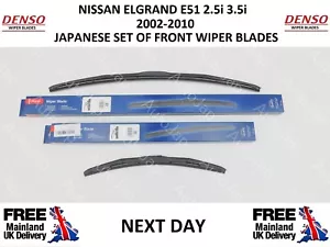 FITS NISSAN ELGRAND E51 2002-2010 FRONT SET OF DENSO  WIPER BLADES  NEXT DAY - Picture 1 of 5