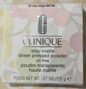 Clinique Stay Matte Sheer Pressed Powder 03 stay beige oil free 0.27 oz NEW - Picture 1 of 2