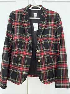 Neu J Crew Stewart karierter Damenblazer Schottenmuster Wollmischung Urlaub Schuljunge Jacke - Bild 1 von 12