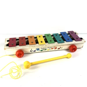 Vintage 1964-1978 Fisher-Price Pull-A-Tune #870 Xylophone Pull Toy w/Mallet - Picture 1 of 7