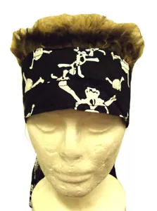 NUOVO COPRICAPO TESCHIO BANDANA DOO STRACCIO PUNTA CAPELLI FINTI FLAIR BIKER CAPPELLO CHOPPER - Foto 1 di 19