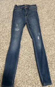 Pantalones Hollister Jean Legging tiro alto para mujer talla 1 look desgastado - Imagen 1 de 5
