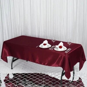 Burgundy 60x102" RECTANGLE Satin TABLECLOTH Wedding Party Home Banquet Linens - Picture 1 of 6