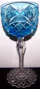 Spectacular Antique Continental Blue Cut To Clear Wine Stem - Picture 1 of 3