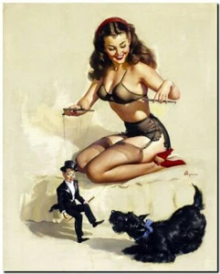 Vintage GIL ELVGREN Pinup Girl CANVAS PRINT Easy To Handle 8X10" - Picture 1 of 1