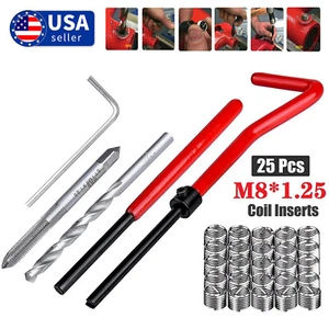 30Pcs M8X1.25mm Metric Helicoil Thread Repair Kit HSS Drill Helicoil Repair C7M5 - Picture 1 of 11