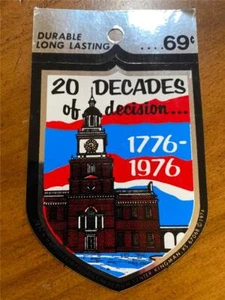 VINTAGE BICENTENNIAL 1976 SOUVENIR ORIGINAL CHROME TRAVEL STICKER DECAL EMBLEM - Picture 1 of 1