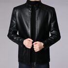 Fashionable Men's Plus Velvet Thick Faux Leather Blazer Coat Slim Fit Jacket