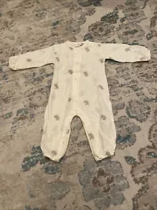 Zara Baby Girl One Piece Button Down Long Sleeve Ivory Outfit, Size 9-12 Months - Picture 1 of 7