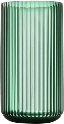 NUEVO Florero West Elm Verde Vidrio Grande Boho Acanalado Cilindro Florero Decoración Foto 1 de 4