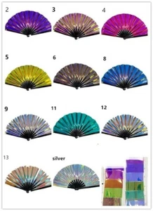 Holographischer PVC großer Rave klappbarer Handventilator faltbar laut klackender Edm - Bild 1 von 19