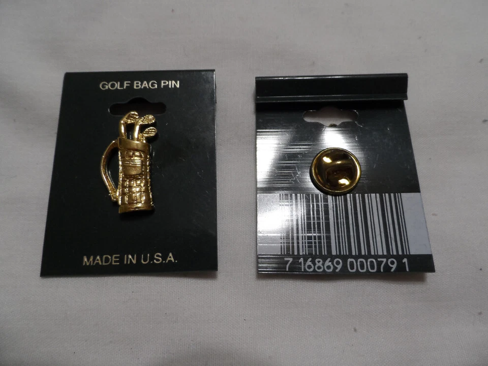 复古金色高尔夫俱乐部包胸针帽子领带包 3 支球杆 NOC   — 第 1/1 张图片