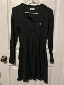 Abercrombie & Fitch Kids GRAY JERSEY KNIT DRESS W/BUTTONS LONG SLEEVE SZ 15/16 - Picture 1 of 5