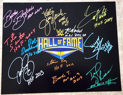 Foto autógrafa WWE Multi FIRMADA 11x14 HOF Kevin Nash Sunny Bob Backlund Foley Foto 1 de 3