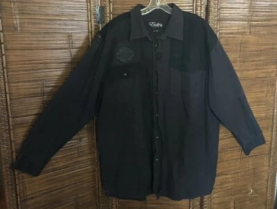 Eight 732 Black Embroidered Long Sleeve Button Front Shirt.SZ.3XL.EUC. - Image 1 of 4