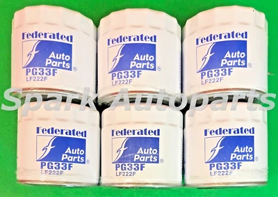 Estojo de 6 filtros de óleo de motor FEDERATED PG33F para AMC, JEEP, BUICK, CADILLAC, PH25 - Imagem 1 de 3