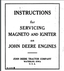 John Deere E hit & miss engine Magneto Book Manual gloss covers comb bound - Picture 1 of 1
