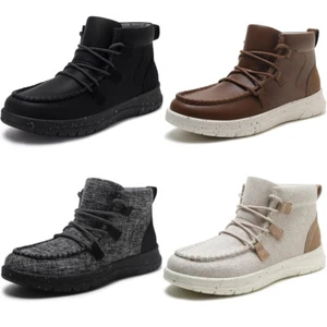 Athlefit Women's Lace Up Ankle Boots Walking Flat Ankle Booties Boat Shoes - Picture 1 of 25