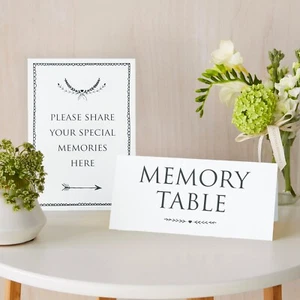 ANGEL & DOVE 2 Funeral Memory Table Sign Set (White) - Condolence Book, Memorial - Picture 1 of 5