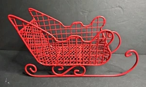 Trineo de Navidad con cable de metal rojo decoración de Navidad 9,5" de largo - Imagen 1 de 8