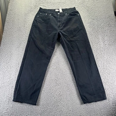 Vintage Calvin Klein Jeans Men 36x30 Black Dark Wash Cotton Loose Baggy Tapered - Image 1 of 4