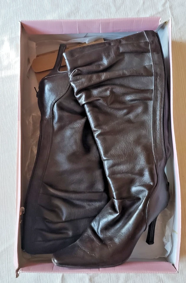 Classified Rouched Knee High Brown High Heeled Boots  Size-6.5  - Image 1 of 4