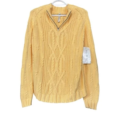 Suéter Cárdigan Tejido con Cable XL Leo & Nicole Para Mujer NUEVO Amarillo Mantequilla Acogedor Otoño Foto 1 de 4