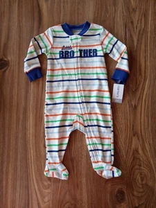 Carter's Little Brother Striped footed Sleeper Zippered Baby Boys Size 6M NWT - Picture 1 of 14