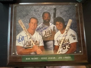 Bash Brothers Rare Autograph Canseco McGwire Reggie Jackson All On Oakland 88 - Picture 1 of 2