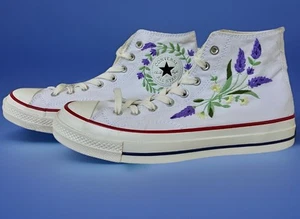 Sz10|12 Embroidered Converse Embroidered Chuck Taylor AllStar Sneak Embroidery - Picture 1 of 14