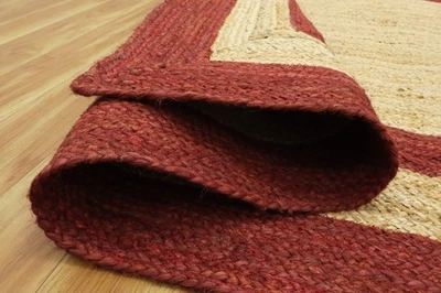 Прямоугольный плетеный ковер красный деревенская комната спальня джут патио деревенский вид домашний декор - Изображение 1 из 4