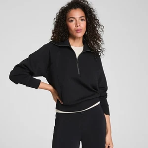 SPANX AirEssentials Half Zip Pullover Sweatshirt sehr schwarz XS - Bild 1 von 12