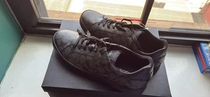 Coach Men's Shoes Low Top Signature Leather Sneaker Size 9 D, G4949 Black - Picture 1 of 5