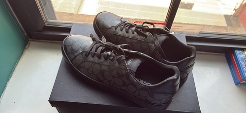 Coach Scarpe Uomo Sneakers Basse Firmate in Pelle Taglia 9 D G4949 Nero