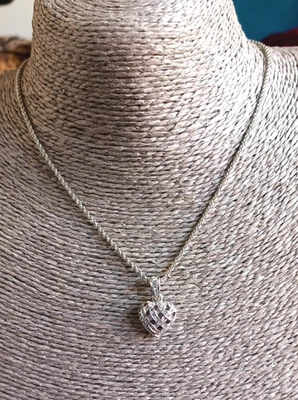 Signed Swarovski Puffed Heart Crystal Pendant Necklace, Designer Jewellery - Image 1 of 4