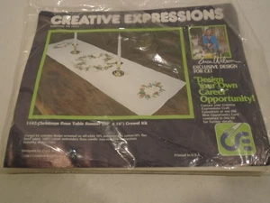 1984 Creative Expressions #1142 Christmas Rose Table Runner Crewel Kit Complete - Picture 1 of 3