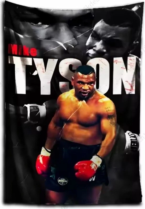 Mike Tyson In-Ring Power In Action Dual Ring Dominance Wall Tapestry 16" × 24" - Image 1 of 1