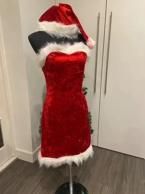 Miss Santa Outfit~Dress~Hat~Mrs Claus~Girls~Women~Sexy~Saucy~Christmas~Party~NEW - Image 1 of 4