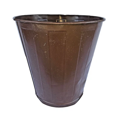Lawson Industrial Metal Waste Basket 15" MCM School Office Brown Trash Can - Image 1 of 4