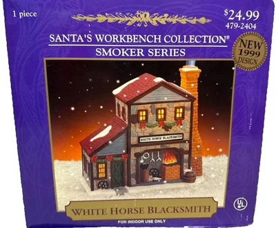 Santa's Workbench Collection Smoker Series White Horse Blacksmith Incense Burner - Image 1 of 3