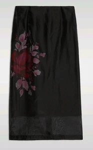 Falda M&S Talla 18 Negra Forrada Cremallera Tipo Organza Floral Etiquetas Nuevas - Imagen 1 de 15