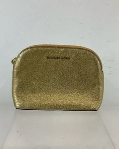 MICHAEL Michael Kors Metallic Gold Textured Leather Cosmetic Pouch - Picture 1 of 7