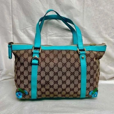 Bolso de Mano Gucci Italia Vintage, Marrón Mono Beige Cuero 13 pulgadas x 9 pulgadas x 4 pulgadas Foto 1 de 4