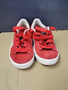PUMA Suede Infants Size 7 High Risk Red and White - Picture 1 of 12