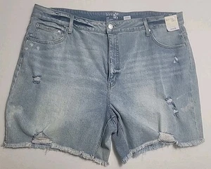 Women's terra&sky high-rise raw hem destructed Bermuda Shorts Plus Size 22W - Picture 1 of 9