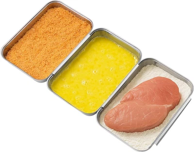 Teglie per Impanatura in Acciaio Inox - Set 3X Tegliette Da Forno Piccole 15X22X - Immagine 1 di 4