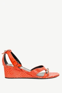 Balenciaga Orange Snakeskin-Embossed Studded Wedge Sandals, Size US 4.5 - Bild 1 von 11